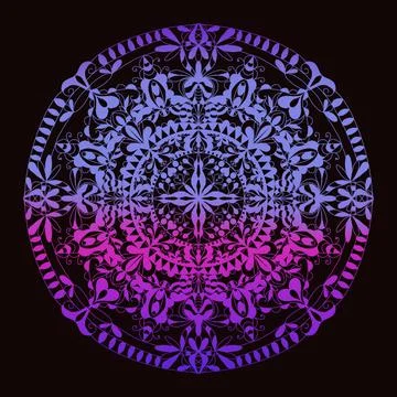 Mandala circular pattern ornamental on black background. Stock Illustration