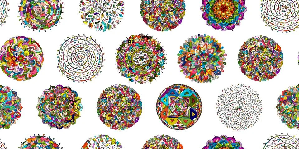 Mandala collection, seamless pattern for your design Stock Illustration