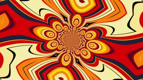 Mandala with a colored striped elements forming the petals and circles. 3D Stock Illustration