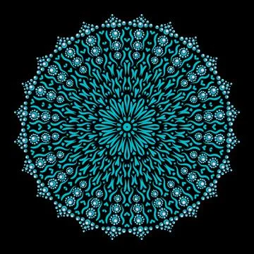 Mandala. Colored vector illustration on black background. Stock Illustration