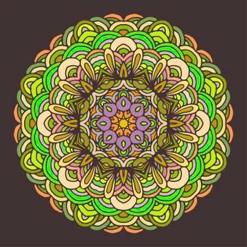 Mandala colorful pattern on dark background Stock Illustration