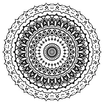 Mandala Coloring book template. wallpaper design, lace pattern and tattoo Stock Illustration