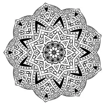 Mandala Coloring book template. wallpaper design, lace pattern and tattoo Stock Illustration