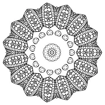 Mandala Coloring book template. wallpaper design, lace pattern and tattoo Stock Illustration