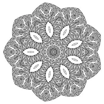 Mandala Coloring book template. wallpaper design, lace pattern and tattoo Stock-Illustration