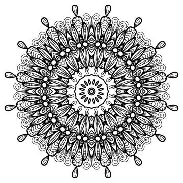Mandala Coloring book template. wallpaper design, lace pattern and tattoo Stock Illustration