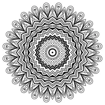 Mandala Coloring book template. wallpaper design, lace pattern and tattoo Stock Illustration