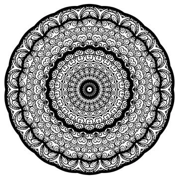 Mandala Coloring book template. wallpaper design, lace pattern and tattoo Stock Illustration