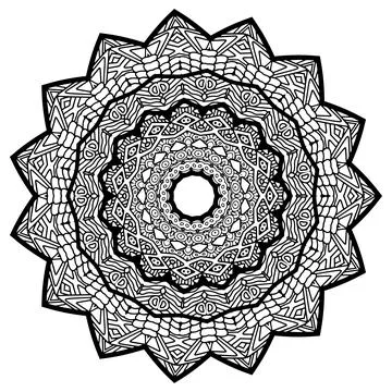 Mandala Coloring book. Vector hand drawn ethnic oriental circle ornament. on Stock Illustration