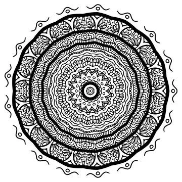 Mandala Coloring book. Vector hand drawn ethnic oriental circle ornament. on Stock Illustration