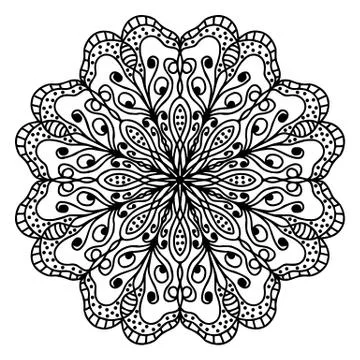 Mandala coloring page doodle Stock Illustration