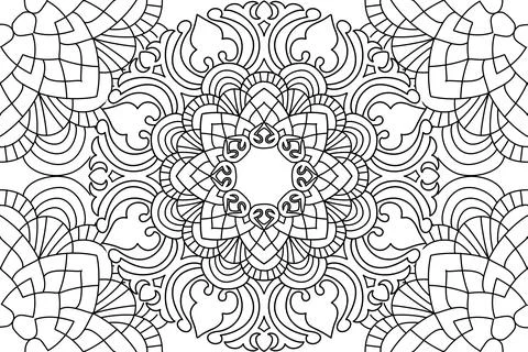 Mandala Coloring page for kids and adults Circular pattern. Stock Illustration