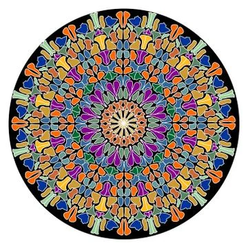 Mandala composed of small colorful slivers. Geometric symmetric round rosette Stock Illustration