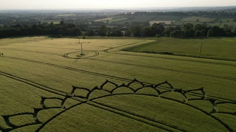 Mandala Crop Circle 4K Mind-blowing Drone Clip, Potterne, Wiltshire 7 June 2023 Stock Footage 265053996