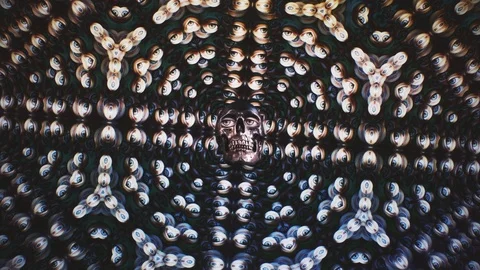 Mandala of Death Skull Eyes Loop Stock Footage 123412244