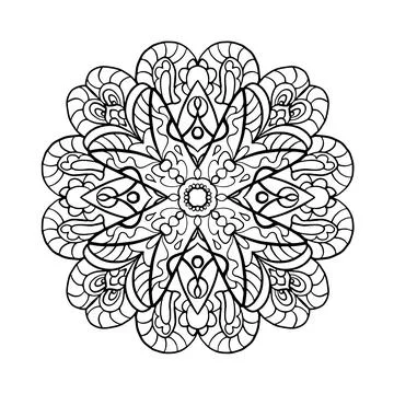 Mandala decoration design vector coloring page for adults Stock Illustration