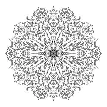 Mandala design element coloring book Stock Illustration