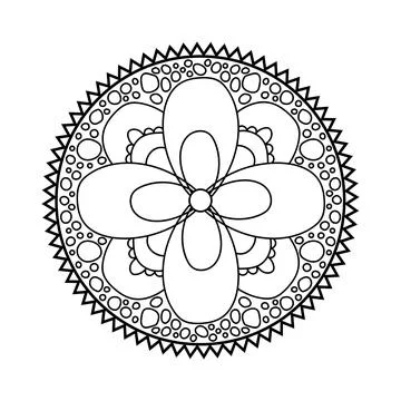 Mandala design element. Symmetric round ornament. Abstract doodle background. Stock Illustration