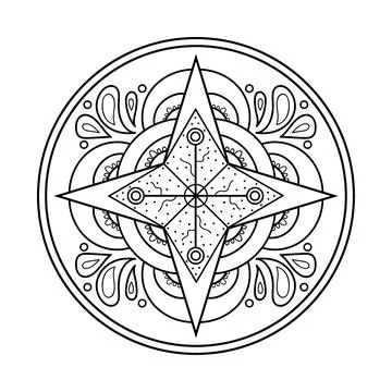 Mandala design element. Symmetric round ornament. Abstract doodle background. Stock Illustration