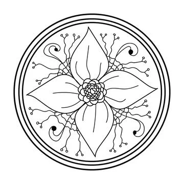 Mandala design element. Symmetric round ornament. Abstract doodle background. Stock Illustration