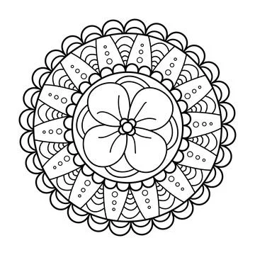 Mandala design element. Symmetric round ornament. Abstract doodle background. Stock Illustration