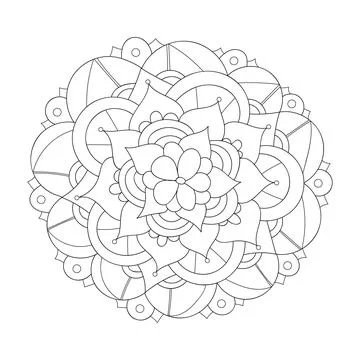 Mandala design element. Symmetric round ornament. Abstract doodle background. Stock Illustration