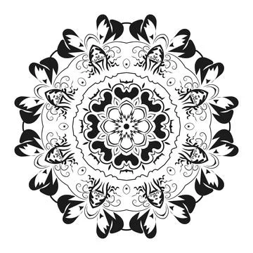 Mandala design element. Symmetric round ornament. Abstract doodle background. Stock Illustration