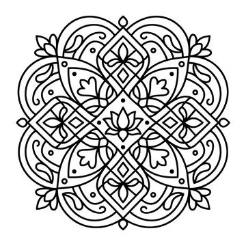 Mandala design with lotus flower pattern vector illustration for adult colo.. Stock Illustration