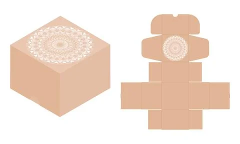 Mandala detailed Packaging box. Vector Illustration of Box. Package Template. Stock Illustration
