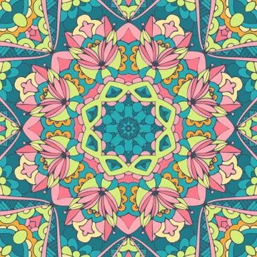 Mandala doodle lines decorated background. Abstract geometric vector tiled bo Stockillustratie