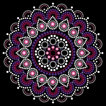 Mandala dot painting vector design, Aboriginal style, Australian folk art Stock Illustration