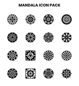Mandala DuoTone Bundle Icons Pack Stock Illustration