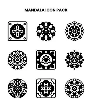 Mandala DuoTone Design Icons Pack Stock Illustration