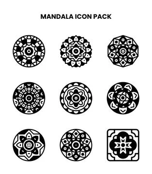 Mandala DuoTone Vector Icons Pack 스톡 일러스트