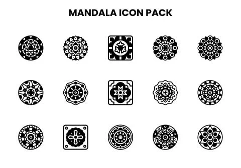 Mandala DuoTone Vector Icons Pack Stock Illustration