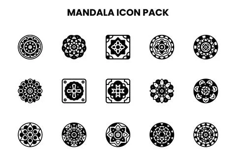 Mandala DuoTone Vector Icons Pack Stock Illustration