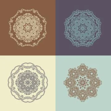 Mandala, east ornament. Set of vector illustration Illustrazione stock