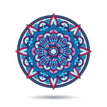Mandala element. Symmetric colorful vector illustration. Abstract doodle back Stock Illustration