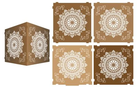 Mandala. Ethnic decorative elements box laser cut template Stock Illustration