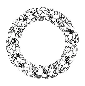 Mandala. Ethnic decorative round element. Hand drawn lacy patterned frame イラスト素材