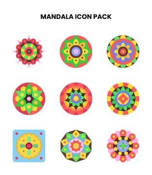 Mandala Flat Collection Icons Pack イラスト素材
