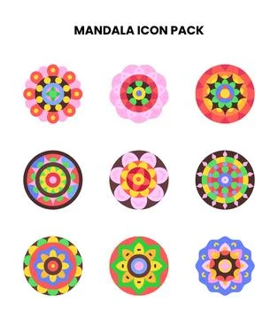 Mandala Flat Design Icons Pack Stock Illustration