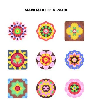 Mandala Flat Graphics Icons Pack 스톡 일러스트