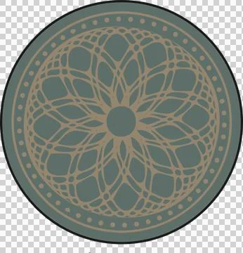 Mandala-like flat pattern is showing woven lines with dotted border on Stock Illustration