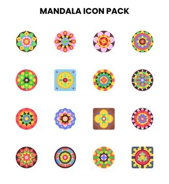 Mandala Flat Scalable Icons Pack イラスト素材