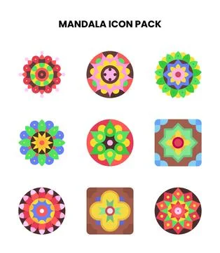 Mandala Flat Set Icons Pack Stockillustratie
