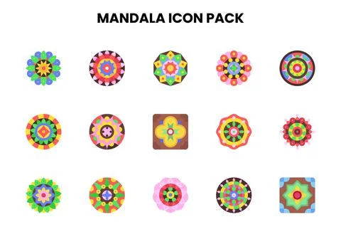 Mandala Flat UI Icons Pack Stock Illustration