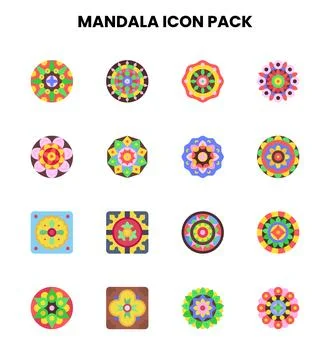Mandala Flat Vector Icons Pack イラスト素材