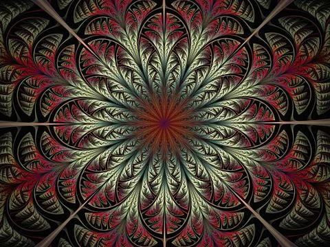 Mandala floral pattern, flower circle decorative ornament. Stock Illustration