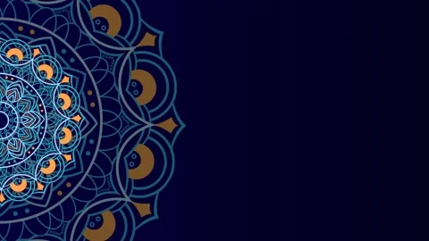 Mandala with floral pattern on left, light blue color. 4K videos Stock Footage 249492989